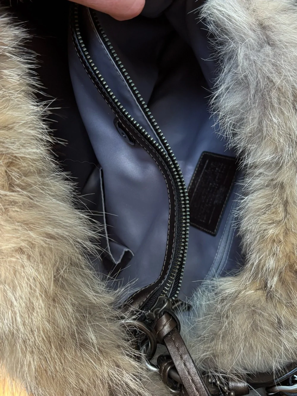 Coach Hamptons Ski Fur XL Hobo Bag 15980 with Coyote Fur Trim Limited-edition